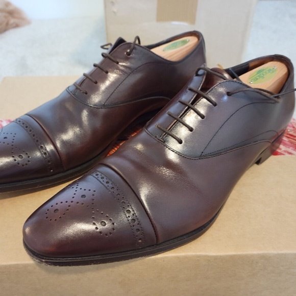 PRADA Brown Leather Cap Toe Oxfords - sz. 7.5 US / UK 7 EE - Picture 1 of 9